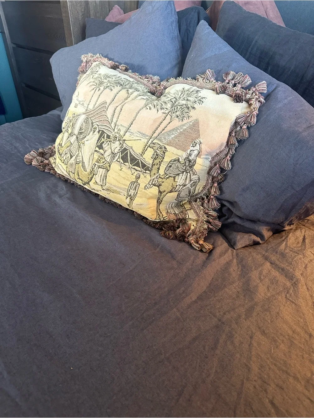 QUINCE European Linen Duvet Cover Set in Full/Queen & down comforter!! CHARCOAL